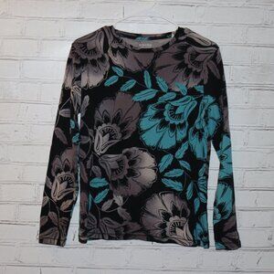 🌿🖤 Sonoma Teal Floral Long Sleeve · Size Large